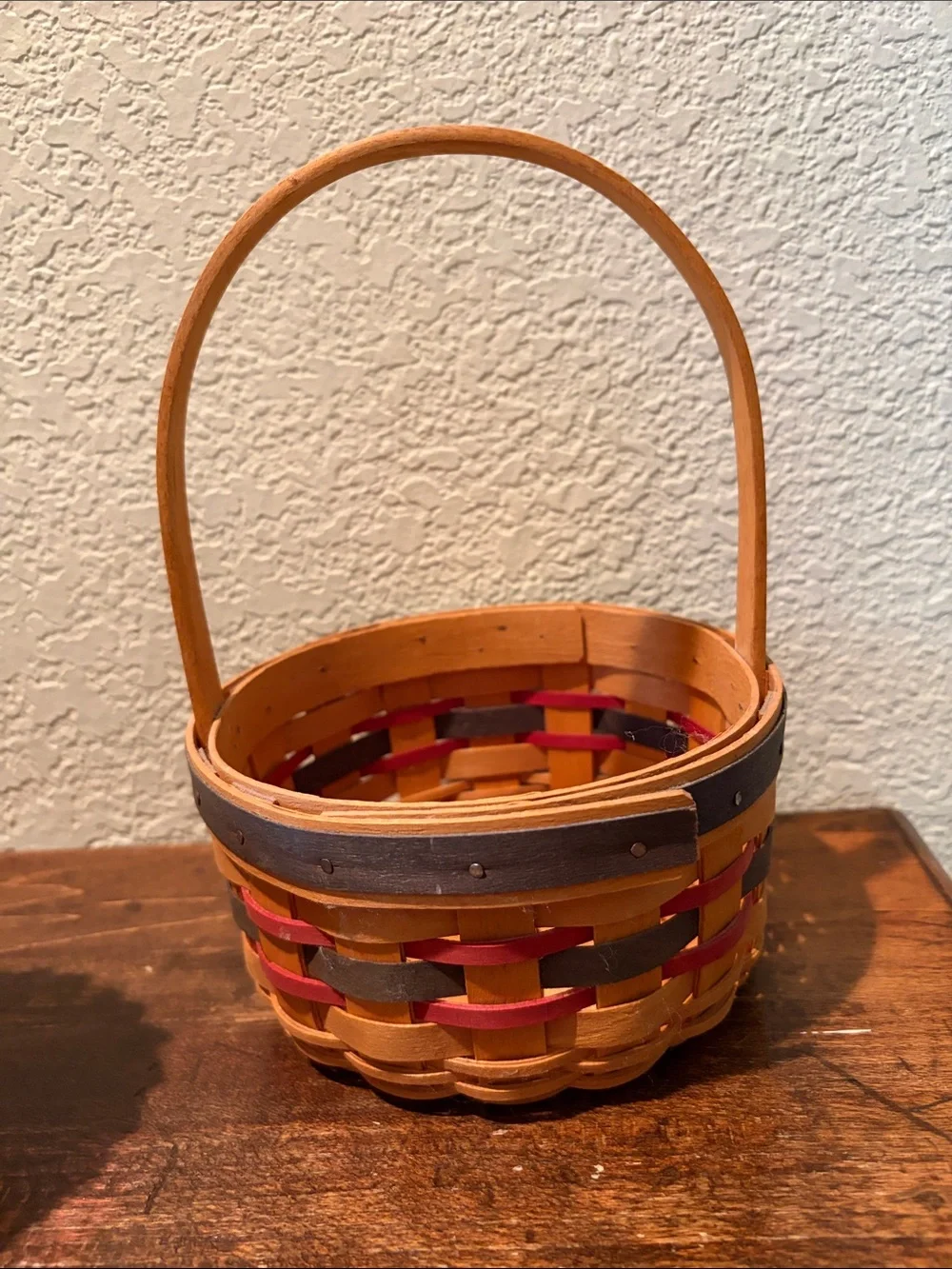 Longaberger Basket with Red & Blue Fabric Liner